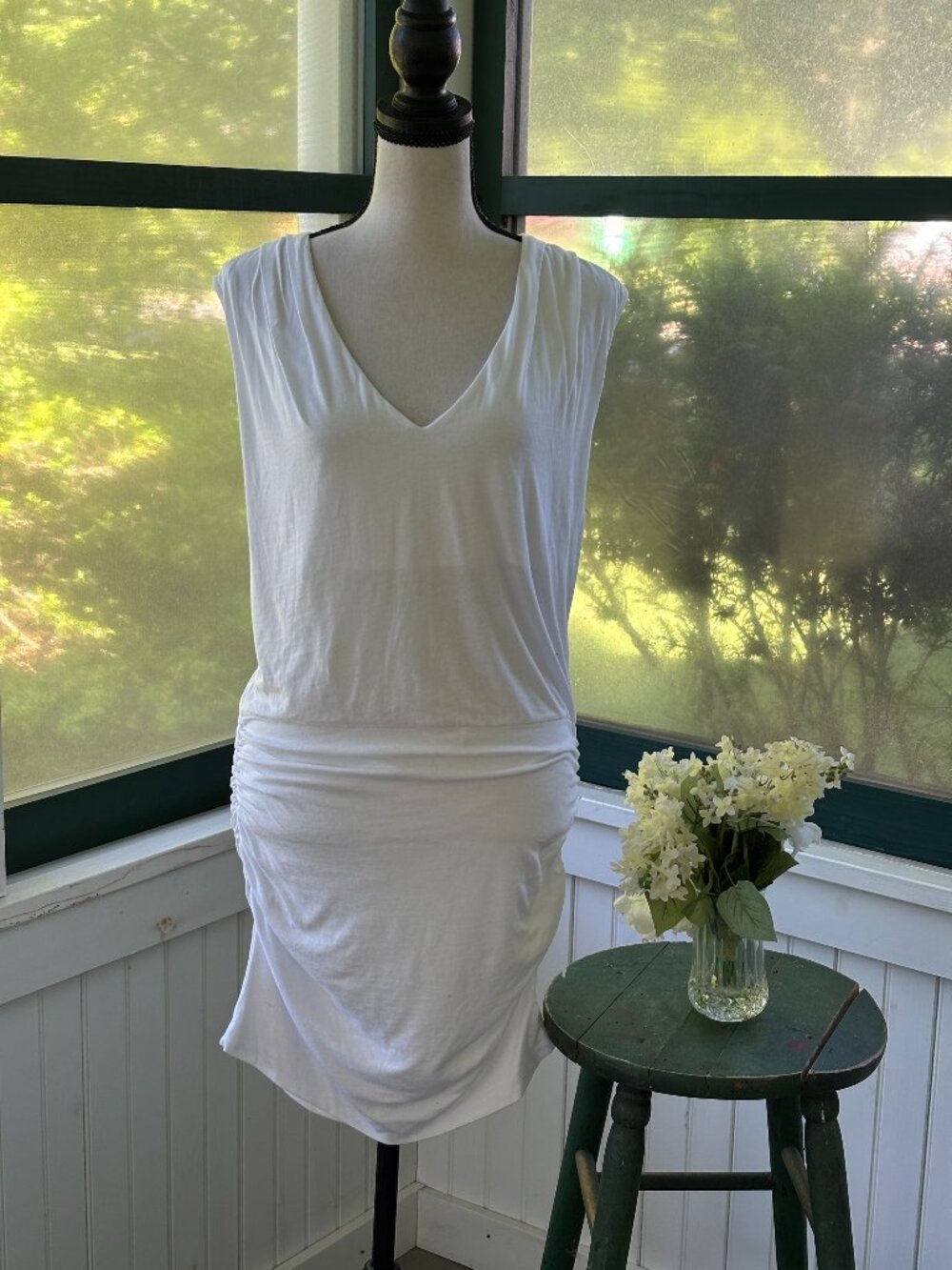 Monrow White Ruched Mini Dress | Size Medium | New with Tags